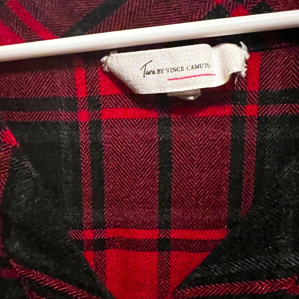 Two by Vince Camuto red plaid top.